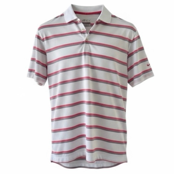 Nike Other - Nike White Striped Short Sleeve Polo Shirt Size Medium